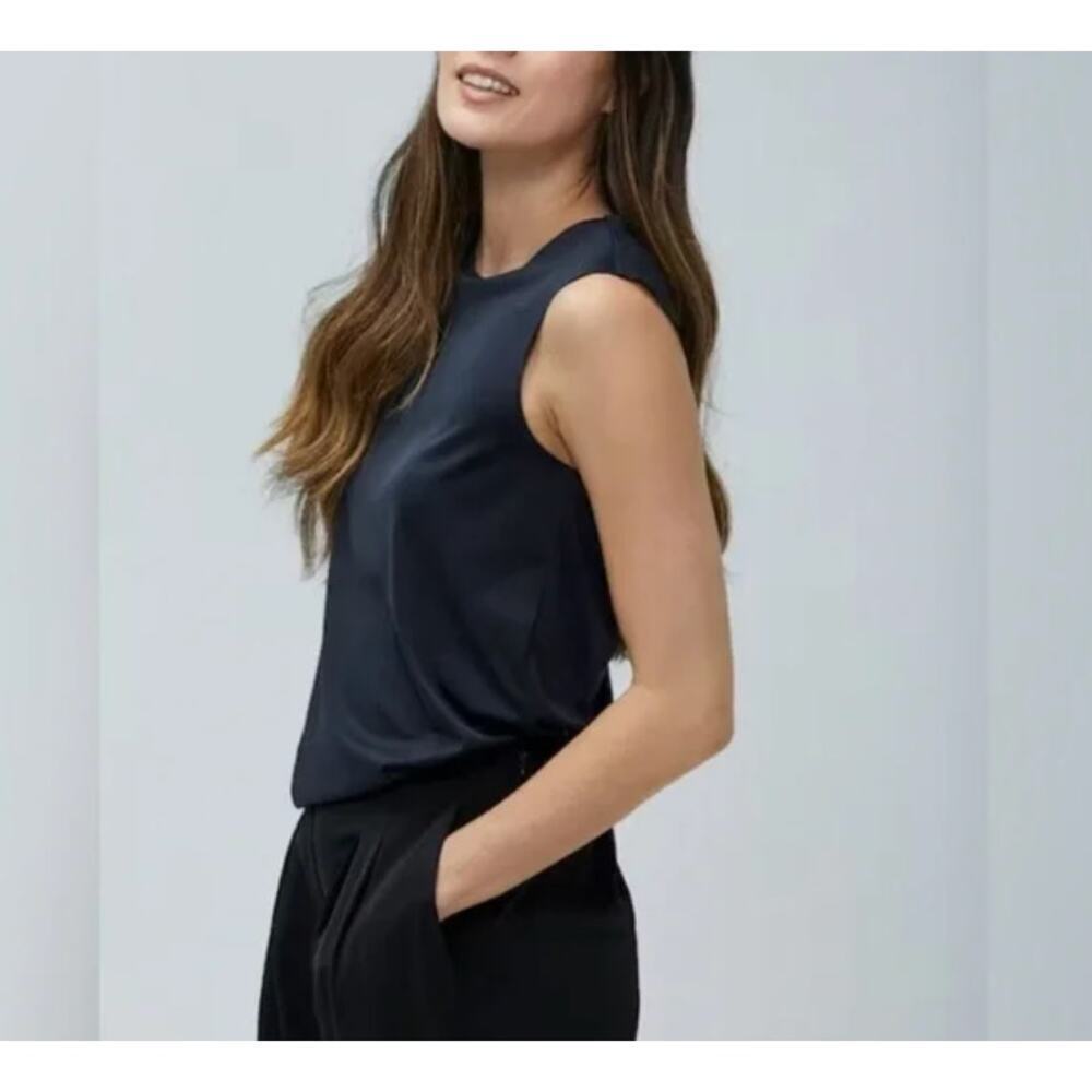 Ministry of Supply Navy Sleeveless Mock Neck Top Size S
